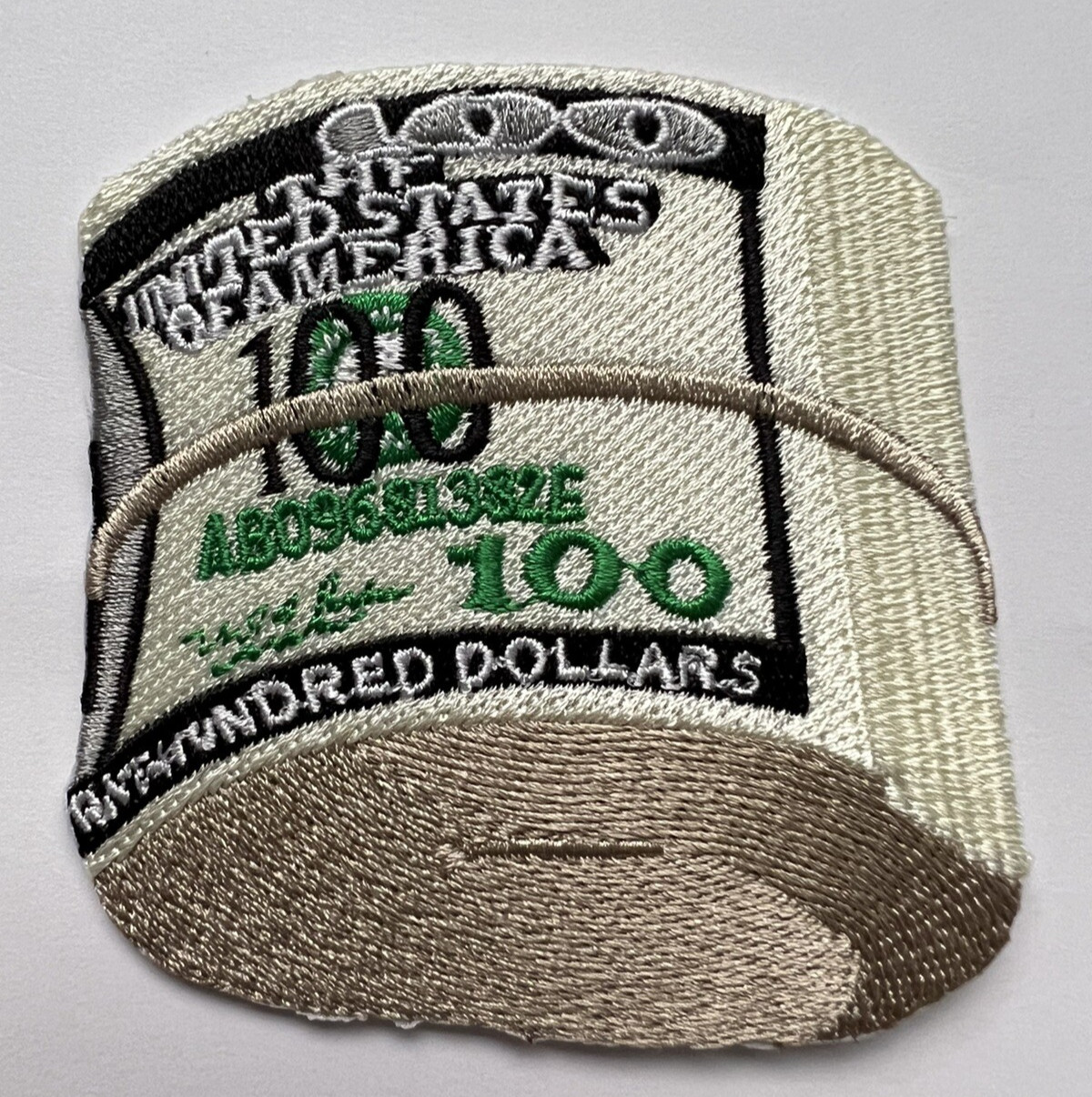 3x3in Embroidered $100 Bill Roll Iron-On Patch – Unique Money Stack Design