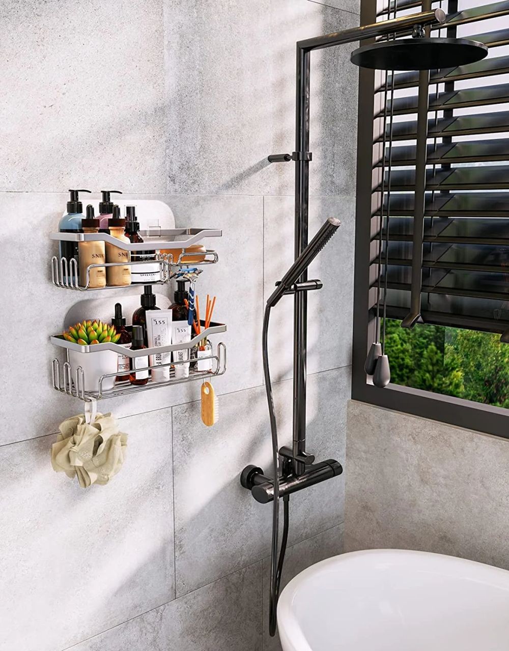 2 Pack Shower Caddy Shelf Bathroom Basket Bath Storage Holder Organizer Rack NEW