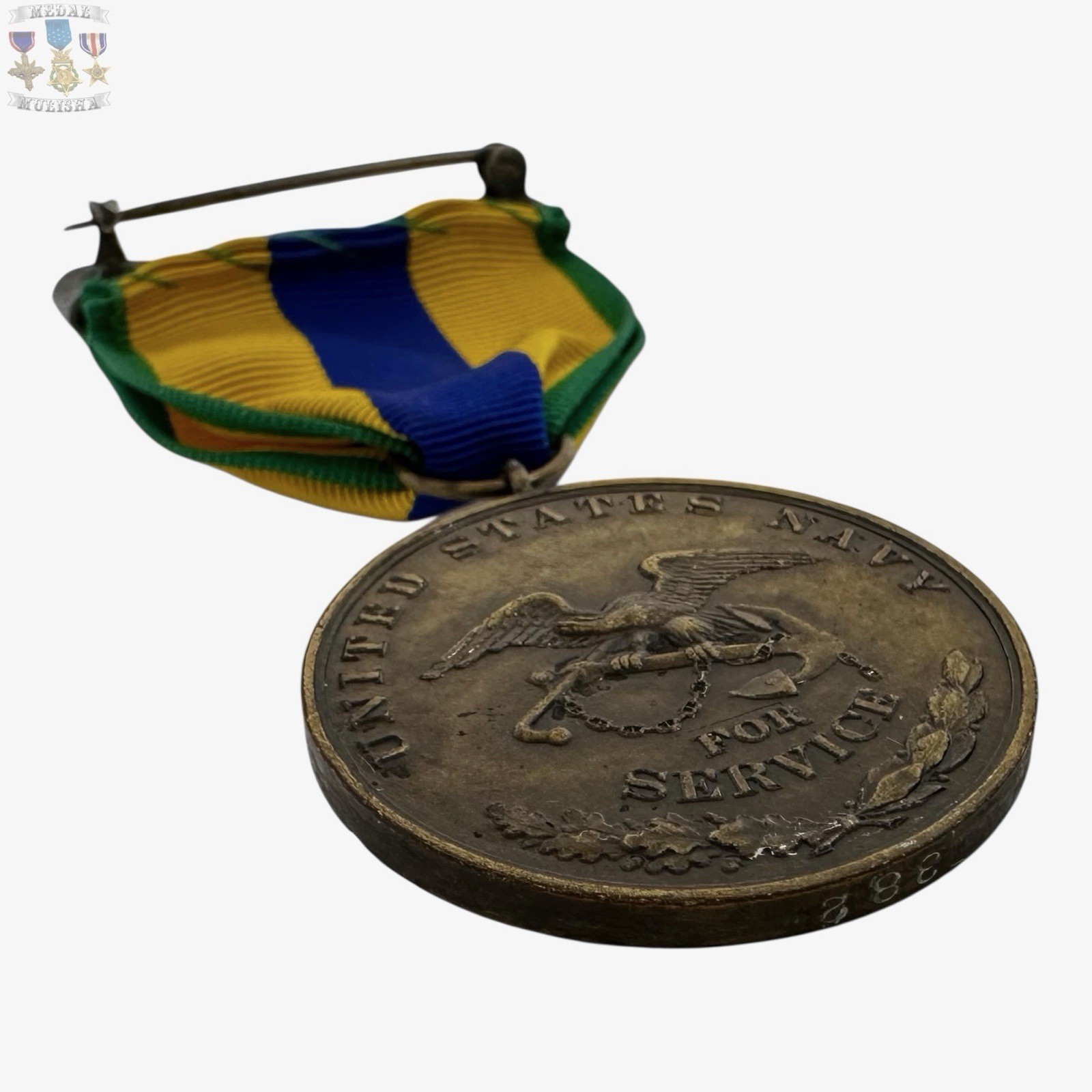 #382 WWI U.S. NAVY MEXICO CAMPAIGN MEDAL NUMBERED BAILEY BANKS & BIDDLE WW1