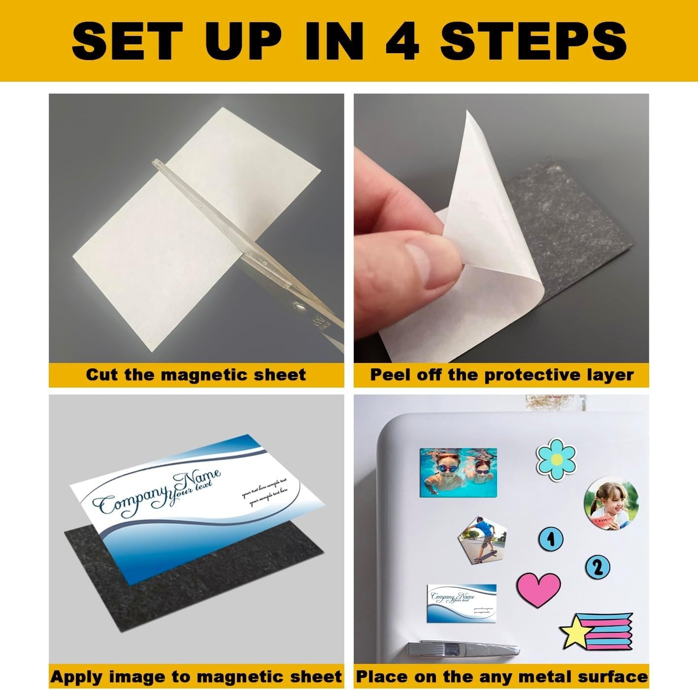 Business Card Magnets, 2x3.5 inch,50 Pack, Peel and Stick Self Adhesive Magnetic