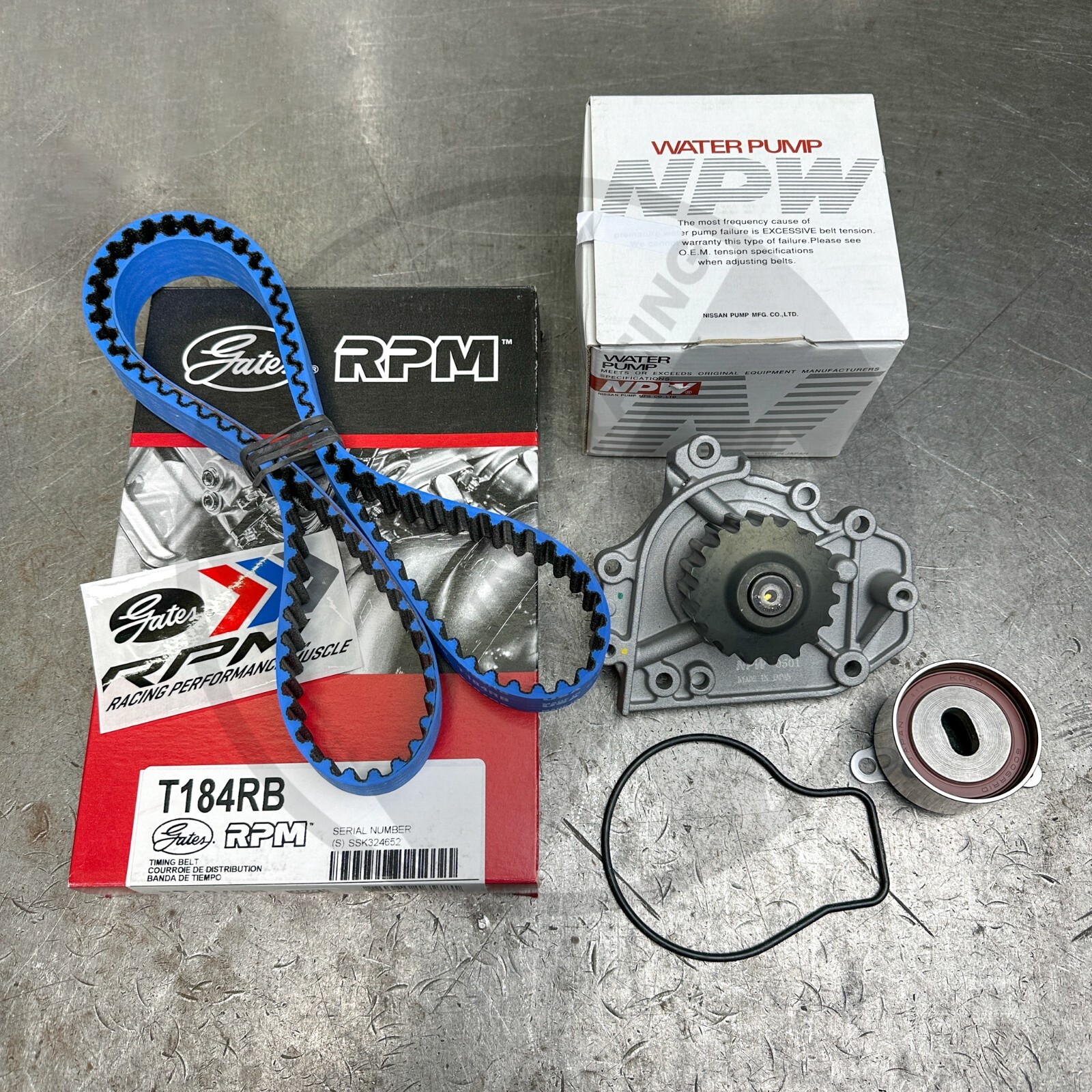 Gates Race T184RB Timing Belt Water Pump & OEM Tensioner For Honda B18B1 B18A1