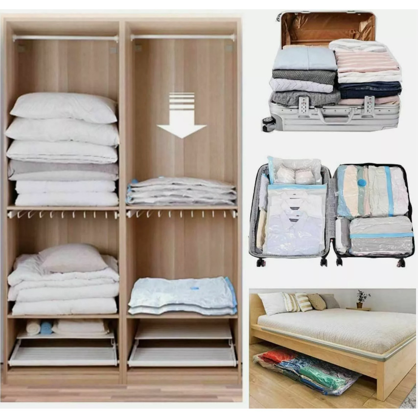 5 Jumbo Vacuum Storage Bags Travel Space Saver Organizer