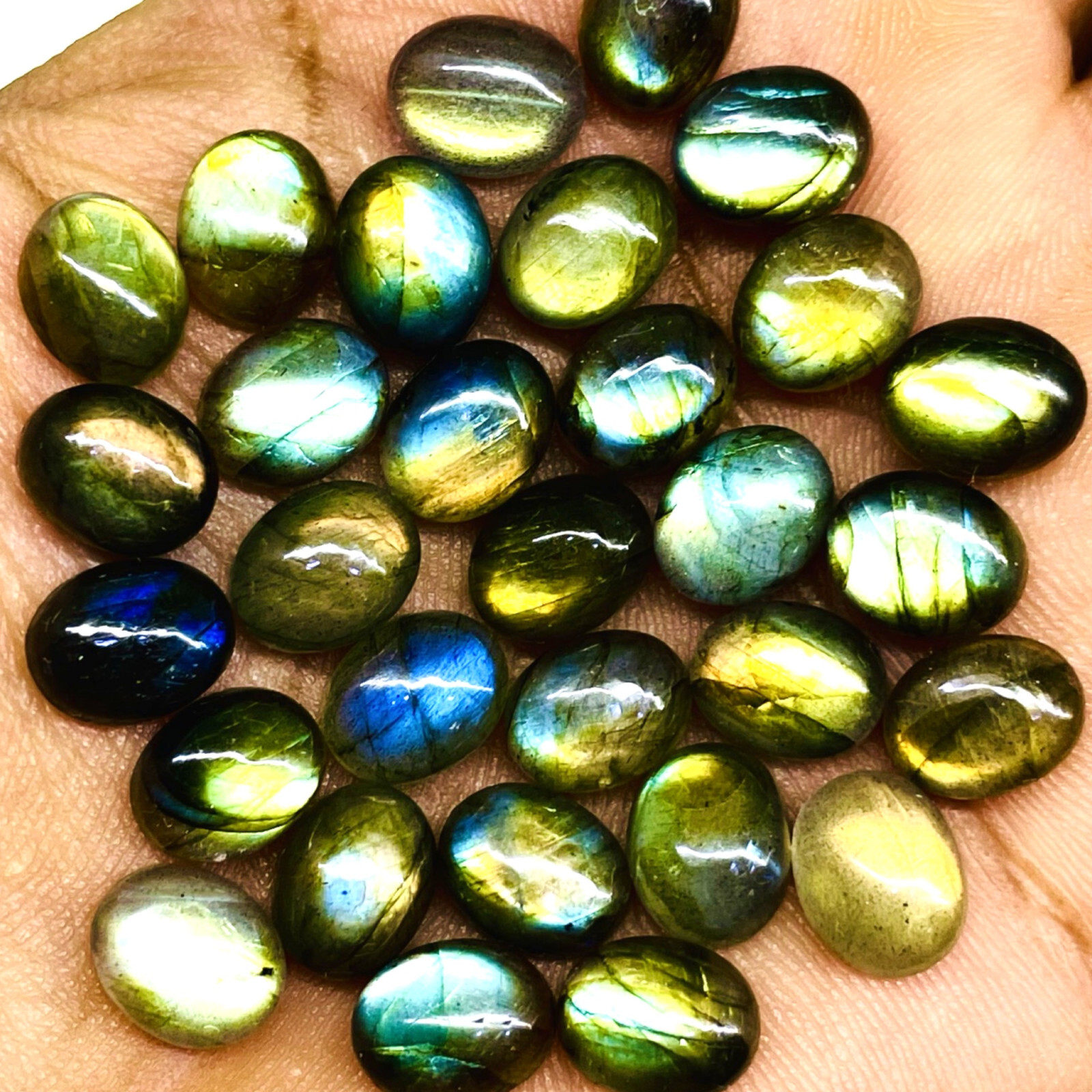30 Pcs Natural Labradorite 10x8mm Oval Flashy Loose Gemstones Wholesale Lot