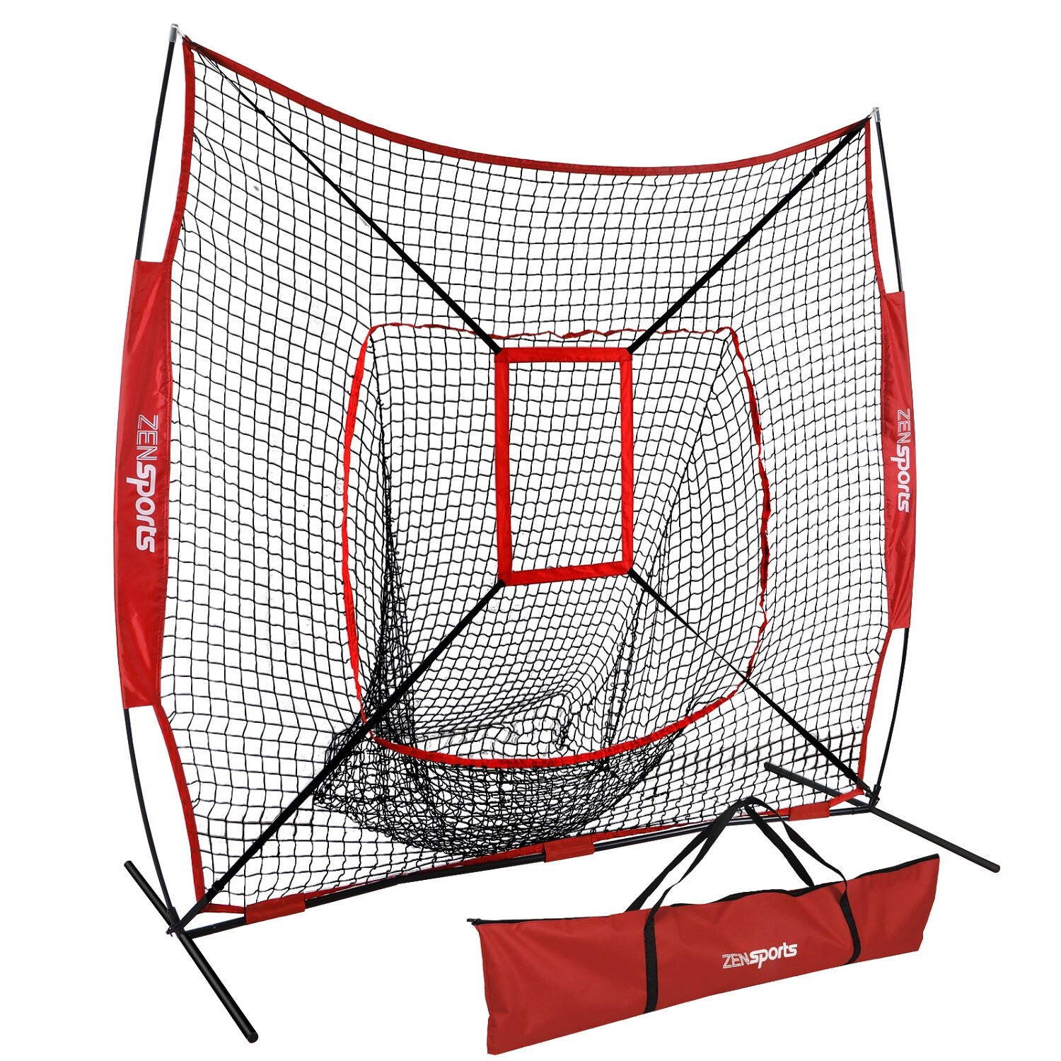 7×7' Baseball Softball Net Practice Hitting Batting Training Net w/Strike Zone