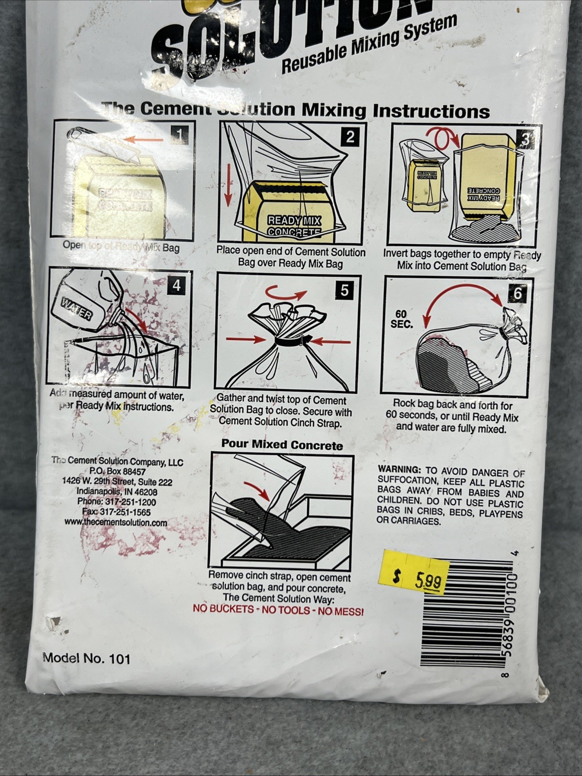 The Cement Solution Concrete Mixing Bag 40, 60, or 80 Lbs NEW