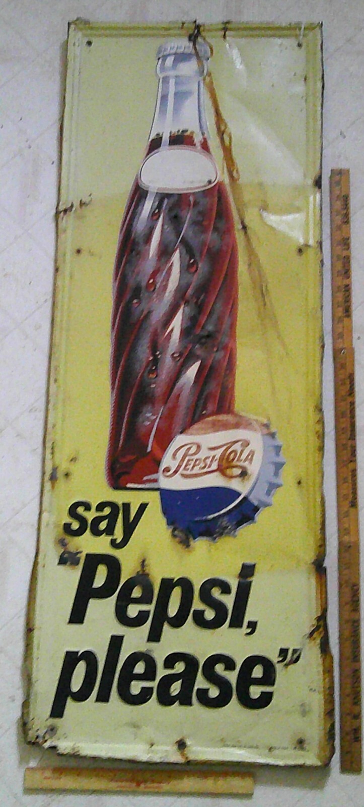 1953 Pepsi sign vintage collectible old soda pop advertising -Stout USA -4 foot