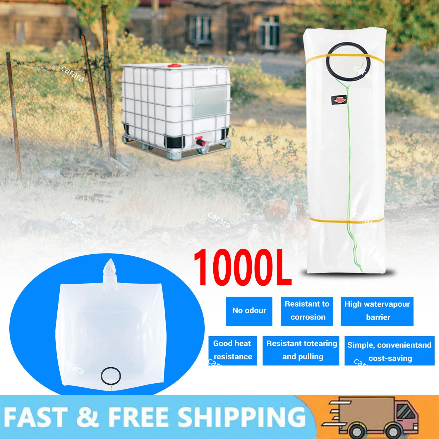 IBC Tote Cove 275 Gallon IBC Water Storage Barrel Liner Bags1000 Liter Rain ....