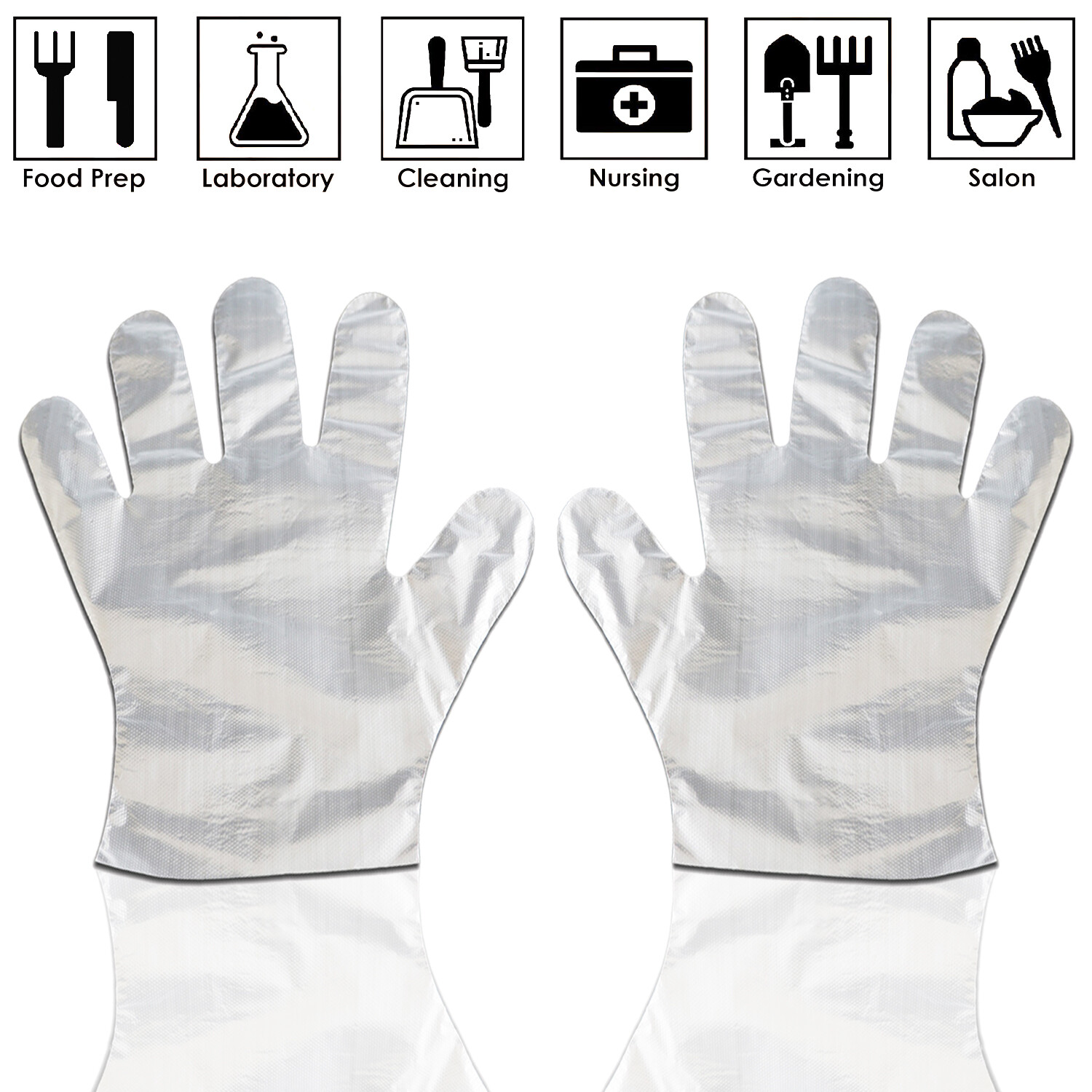 200/500/1000 Plastic Gloves Disposable Premium Polythene Catering Food Mechanics