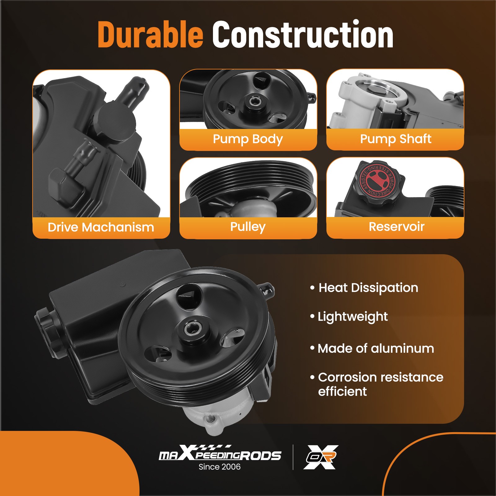 Power Steering Pump w/ Pulley Reservoir For Jeep Grand Cherokee 01-04 V8 4.7 new