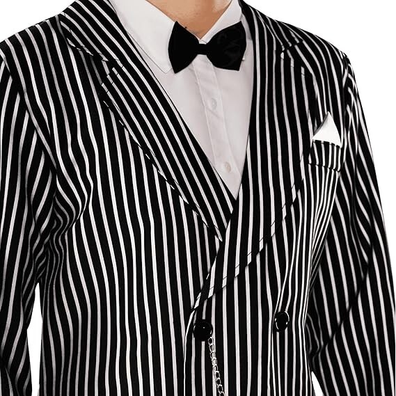 Men`s Gomez Addams Costume Adult Addams Family Pinstripe Gangster Suit Halloween