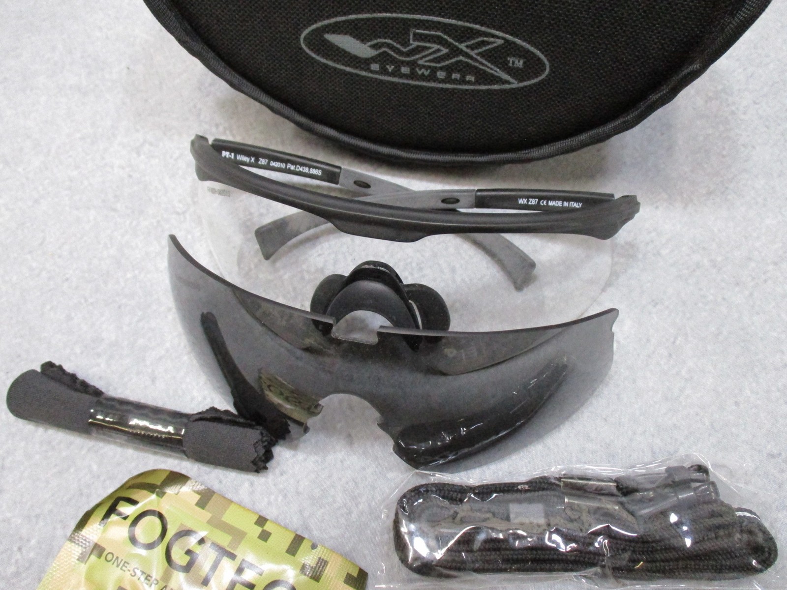 NWOT WILEY-X TACTICAL SUNGLASSES KIT CLEAR & DARK LENS EYE PRO PT-1 SHATTERPROOF