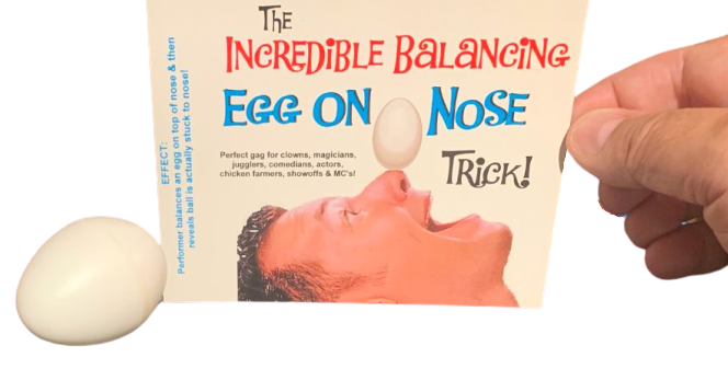 BALANCING EGG ON NOSE Balance Magic Trick Stunt Clown Kid Show Gag Joke Prank