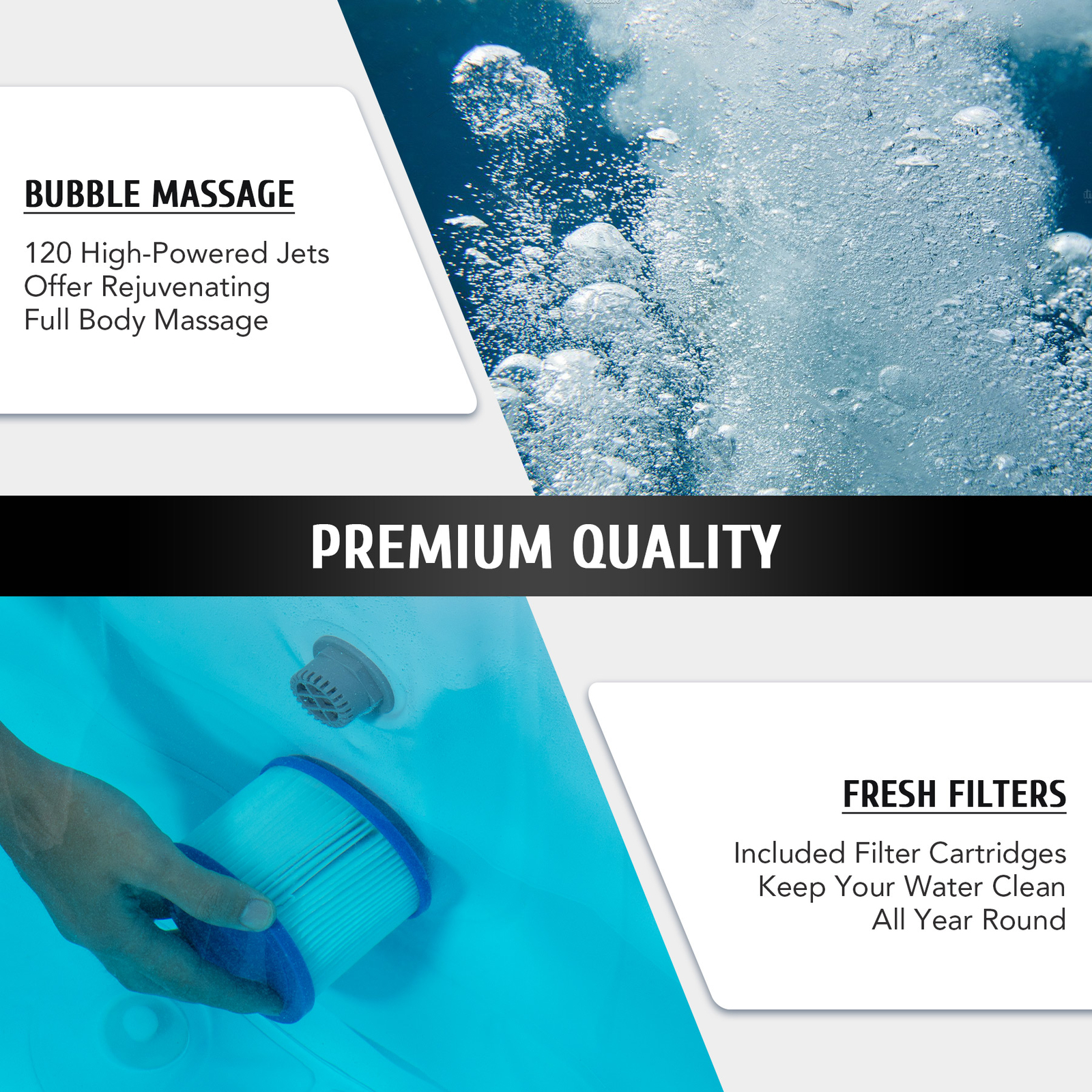 CO-Z Portable Inflatable Hot Tub Spa plus 130 Air Jet 5-7 Person Round, Outdoor