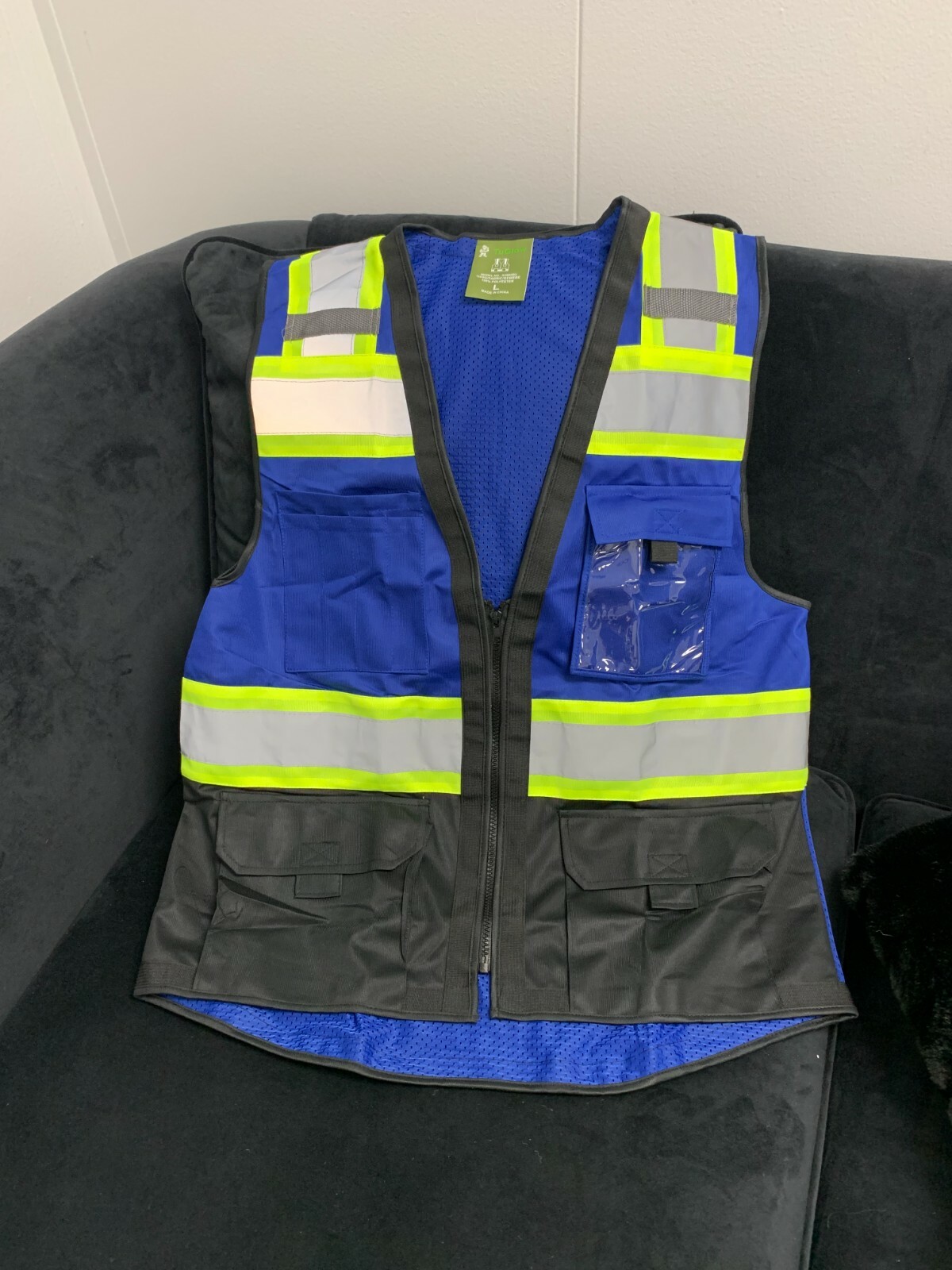 Surveyor Blue/Black Two Tones Safety Vest, ANSI/ ISEA Photo ID Pocket (802BL)