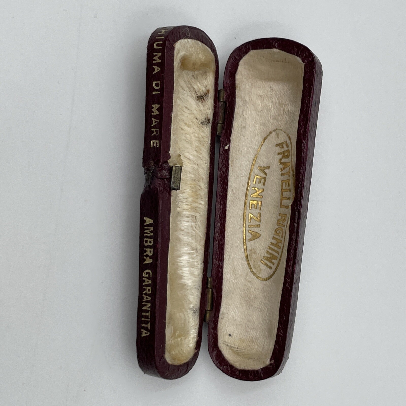 Antique French Cigarette Amber Leather Case Pipe Cigar Fratelli Brothers Italy