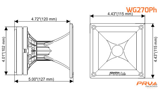 2x PRV Audio WG270Ph Compact Phenolic 2" VC Compression Driver + Horn 300 Watts