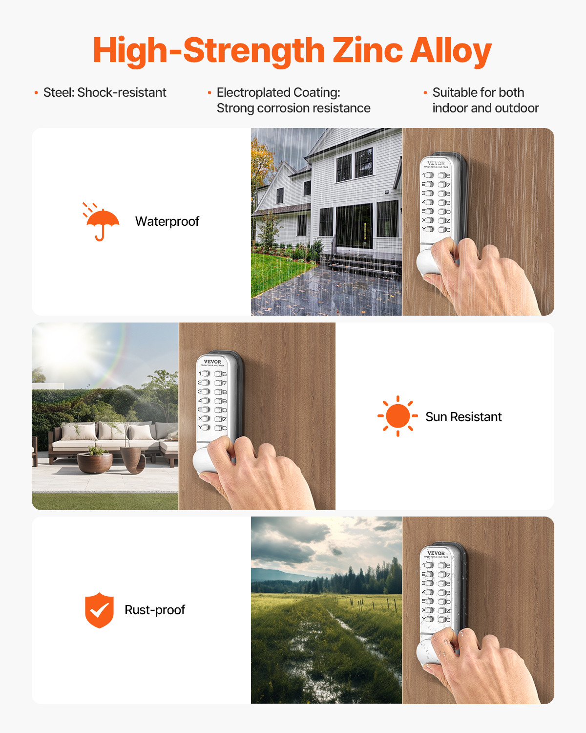 VEVOR Mechanical Keyless Entry Door Lock 14 Key Mechanical Keypad Door Knob