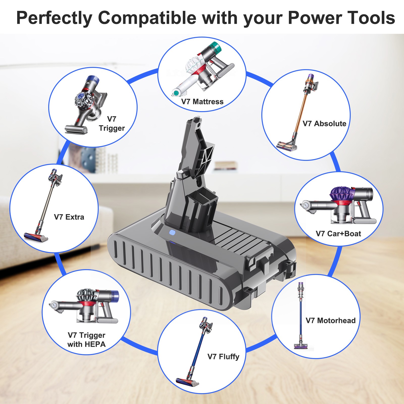 9.5AH For Dyson V7 21.6V High Capacity Battery V7 Animal Replacement Battery