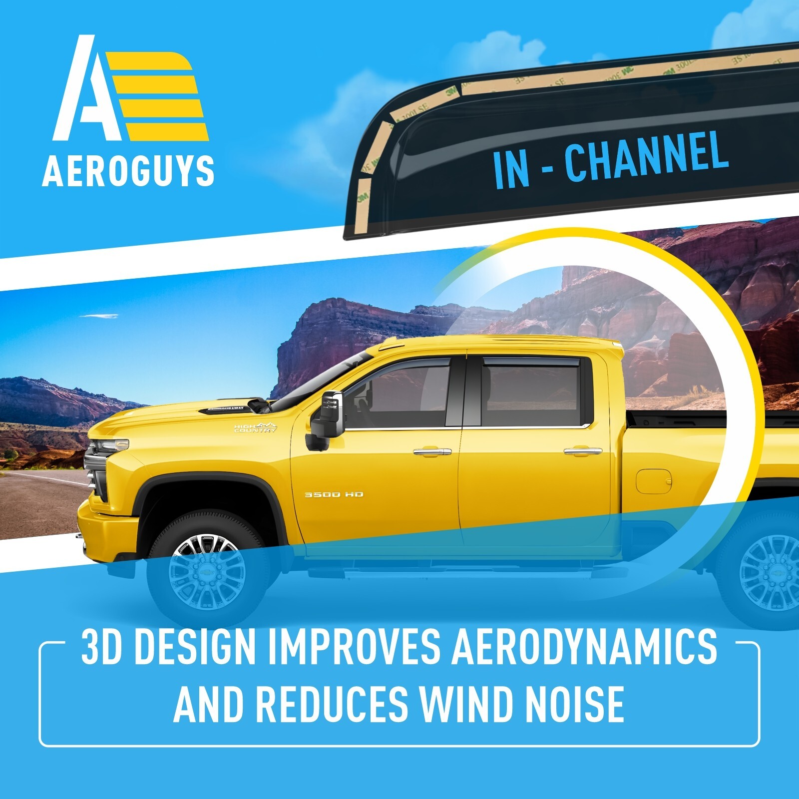 Rain Guards Vent Visors Shade for 20-23 Chevy Silverado Crew Cab 2500/3500