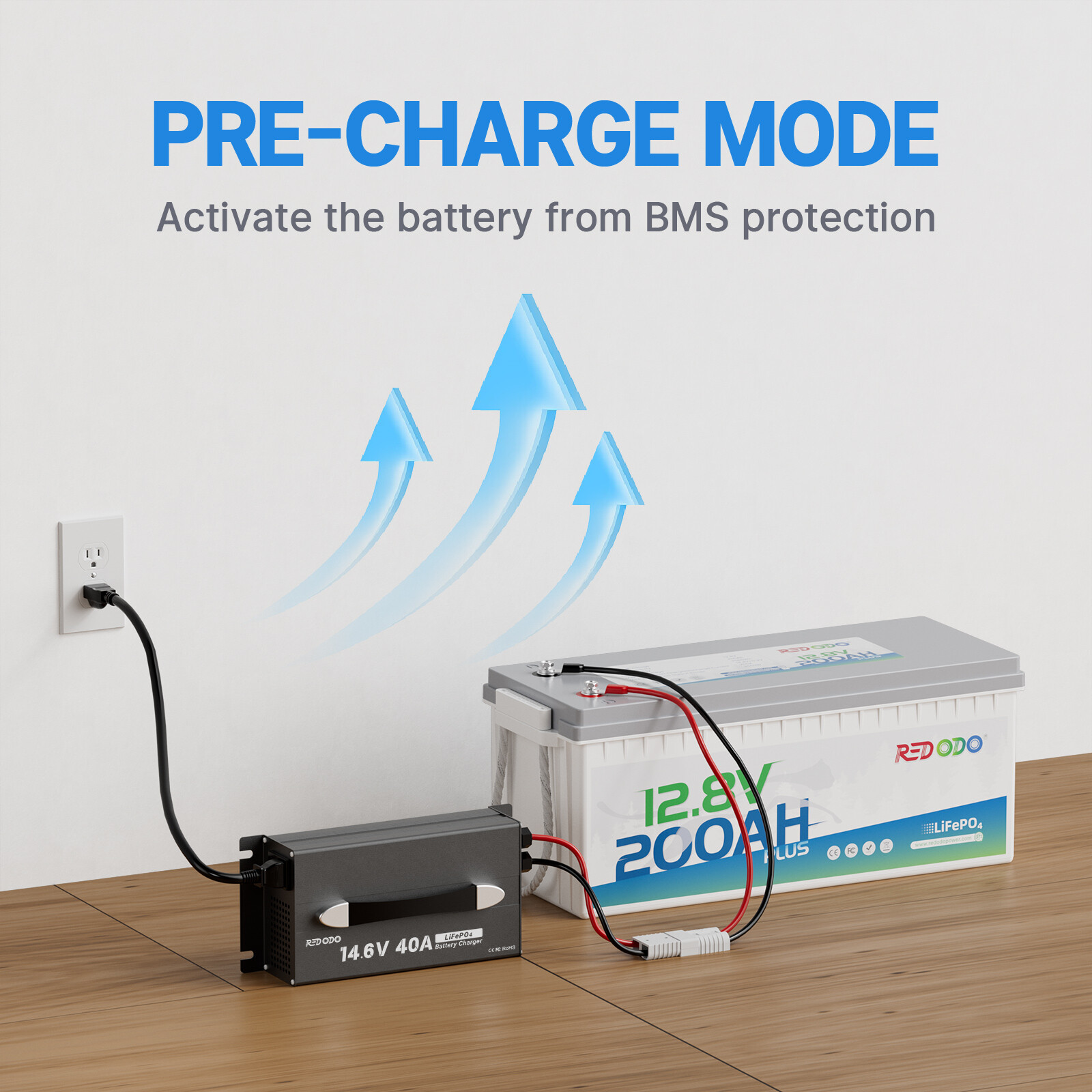 Redodo 14.6V 40A LiFePO4 Lithium Battery Charger with LED Display Upgrade Handle