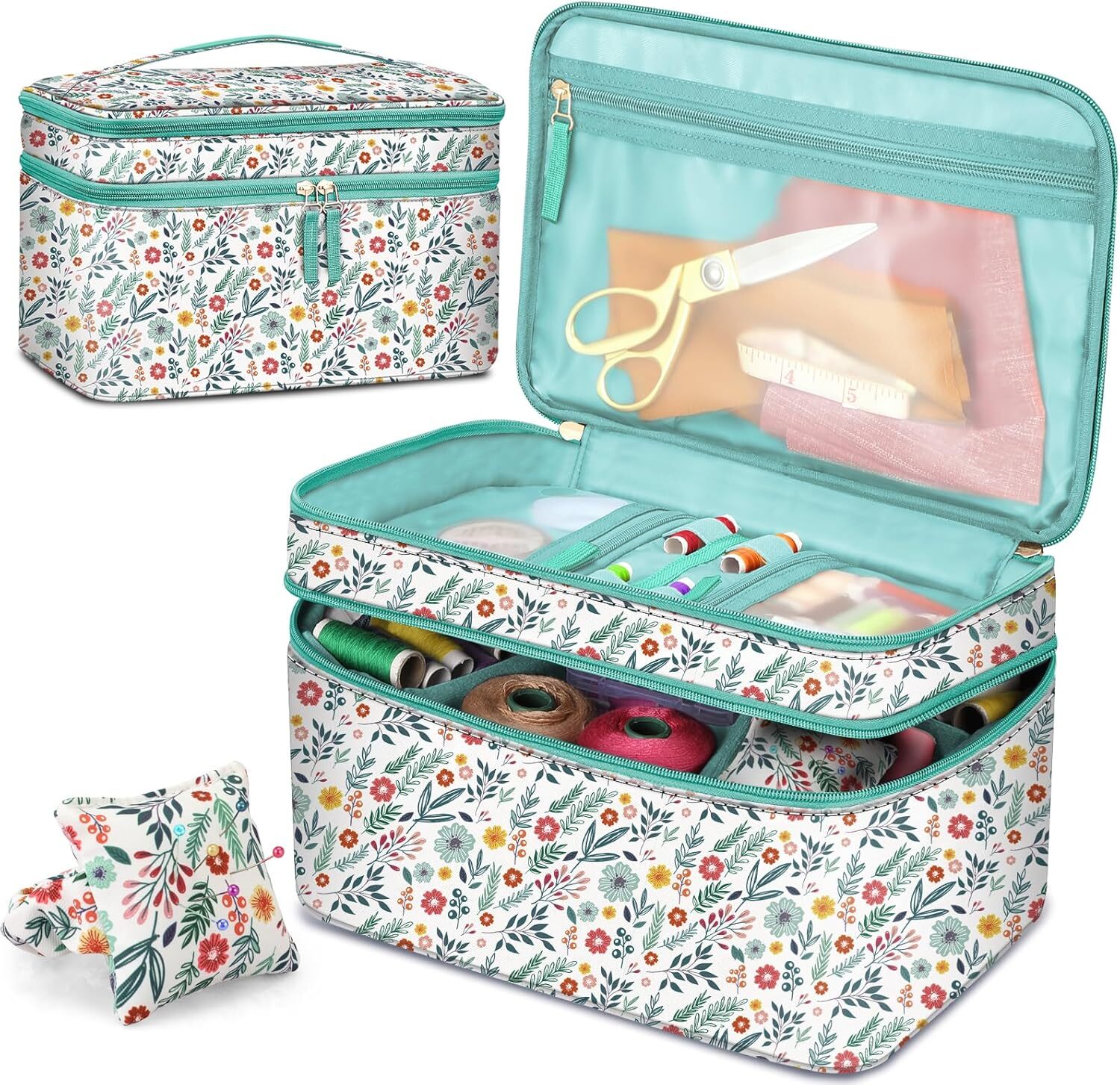 Sewing Accessories Storage Organizer Case Double-Layer Sewing Kits Carrying Bag