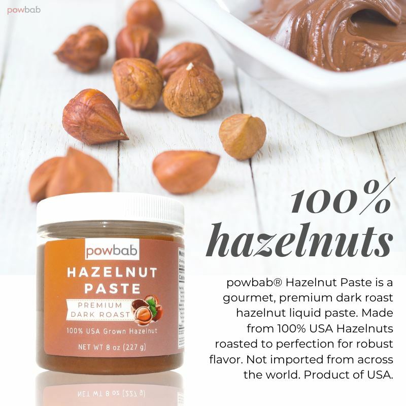 powbab Hazelnut Paste - 100% USA Roasted Hazelnut Spread, Nut Butter (8 oz)