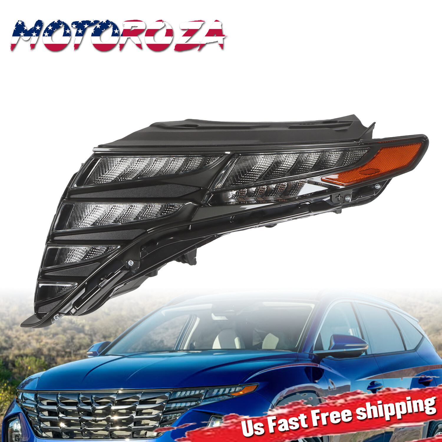 92207CW010 For 2022 2023 Hyundai Tucson LED DRL Headlight Driver Side Black