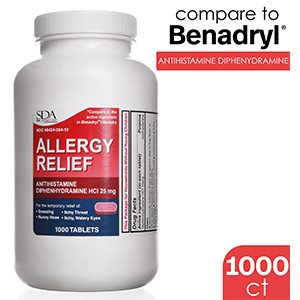 Allergy Relief | Diphenhydramine HCl 25mg 1000 Tablets | Relief