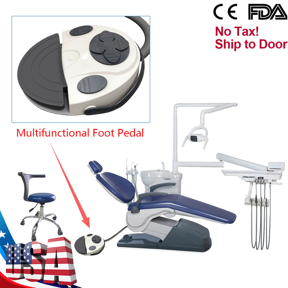 Dental Unit Chair Hard Leather+Dentist Stool + DDS+ New Foot Pedal Unidad silla