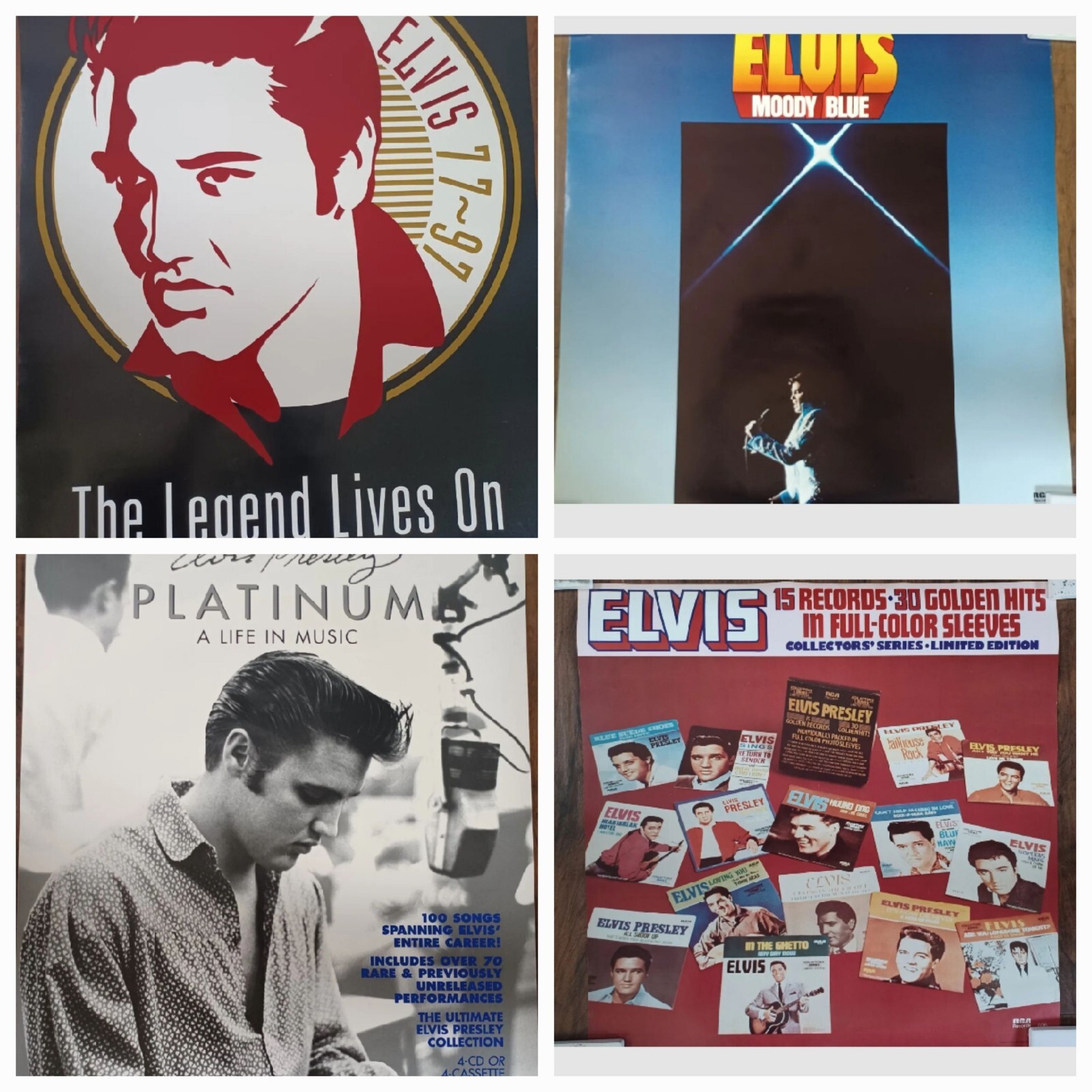 Lot of 4 Vintage Elvis Presley Promotional Album Vinyl Record Store RCA Posters