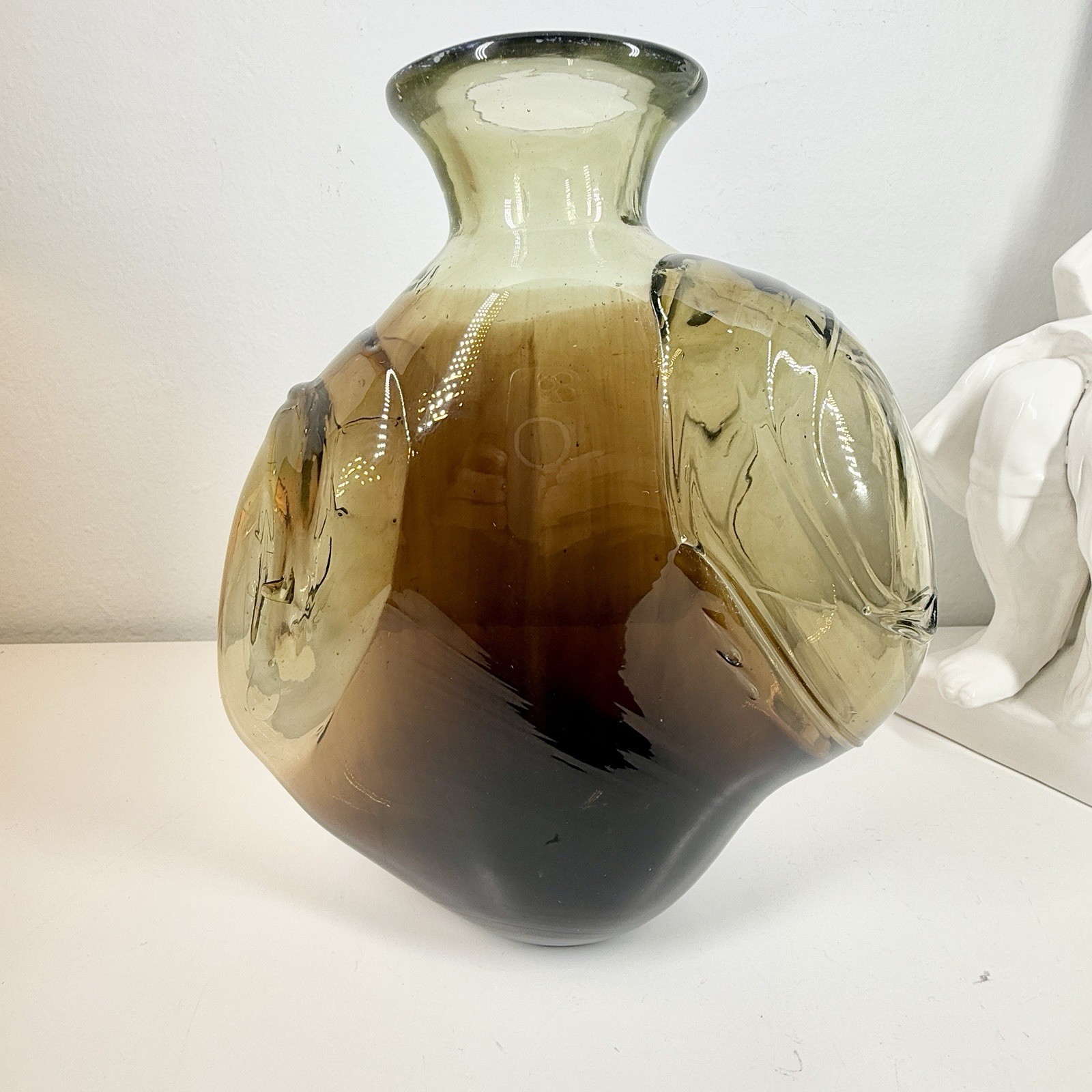 KENT IPSEN Glass VASE Brutalist MCM 1969 Abstract Sculpture Eames Era