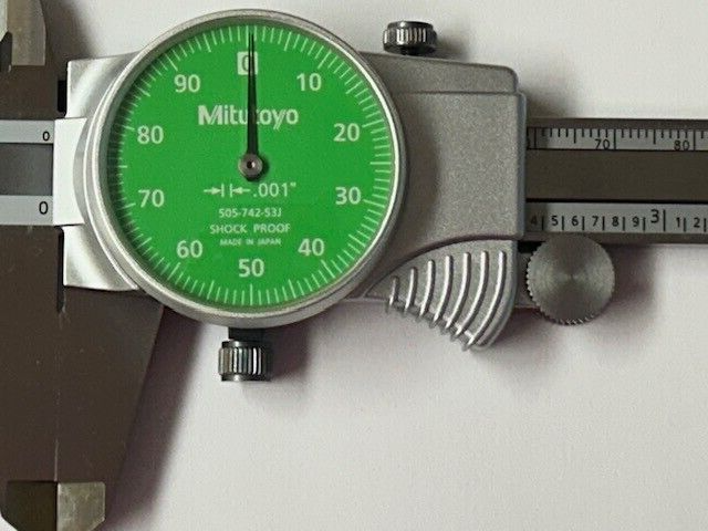 6" DIAL CALIPER .001" GRAD. MITUTOYO 505-742-53J GREEN FACE
