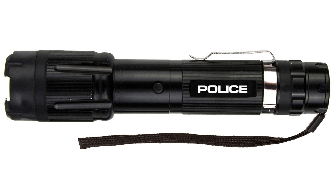 POLICE Stun Gun 1159 700BV Heavy Duty Metal Rechargeable LED Flashlight