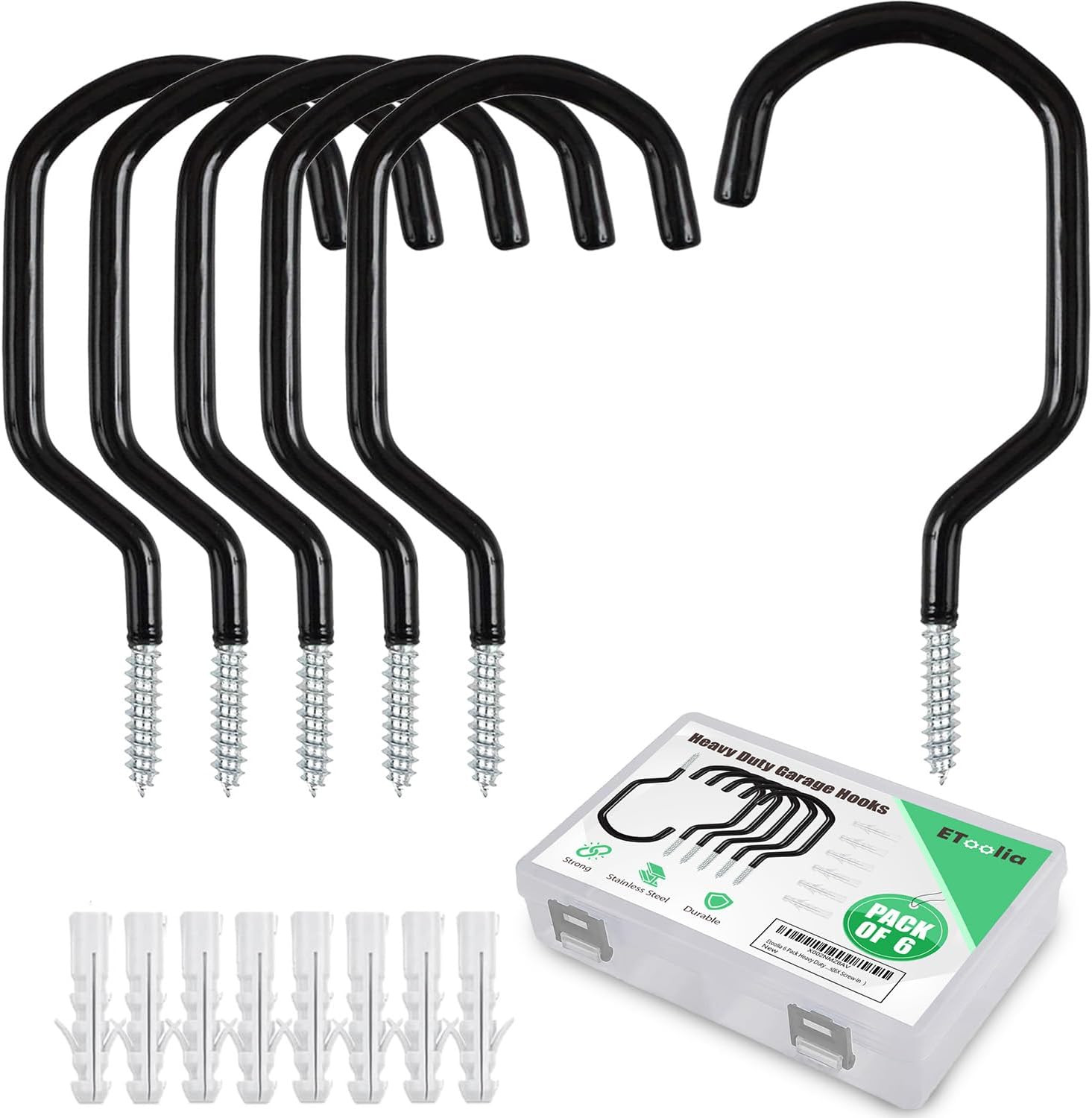 6 Pack Heavy Duty Garage Bike Storage and Utility Hooks-5.7 Inches for Garage