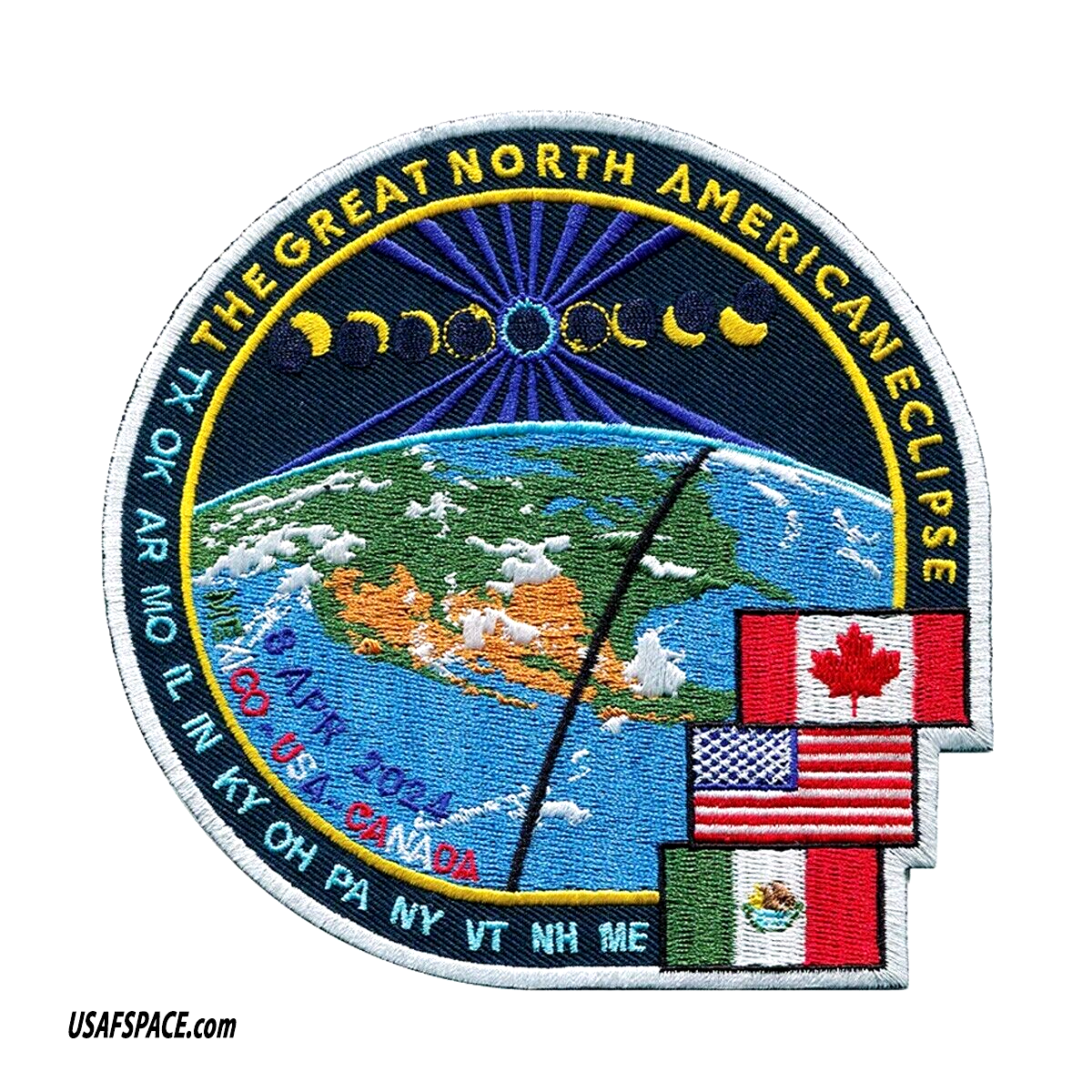 The Great North American Eclipse 2024-ORIGINAL -AB Emblem Tim Gagnon-SPACE PATCH