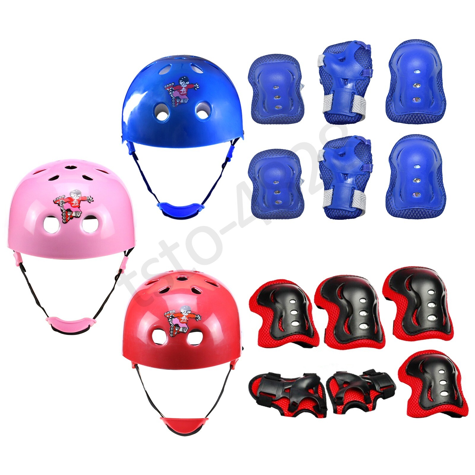 Helmet Protective Gear Elbow Knee Wrist Pads for 3-16 kids Youth Roller Skating