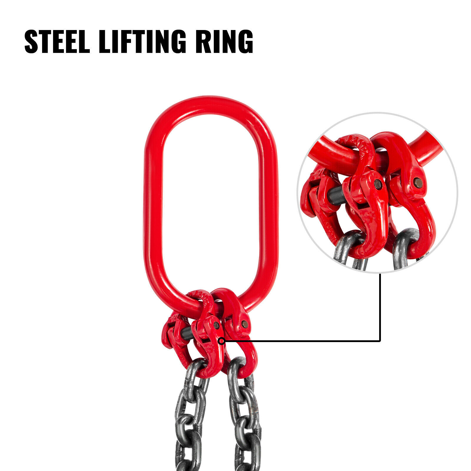 One 5/16" x 6' G80 Chain Lifting Sling 2 Legs 3T/6600lbs Capacity w/Grab Hooks