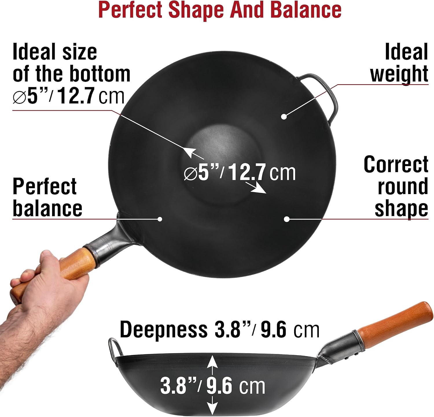 Yosukata 13.5" Carbon Steel Wok Pan - Flat Bottom - Excellent Condition