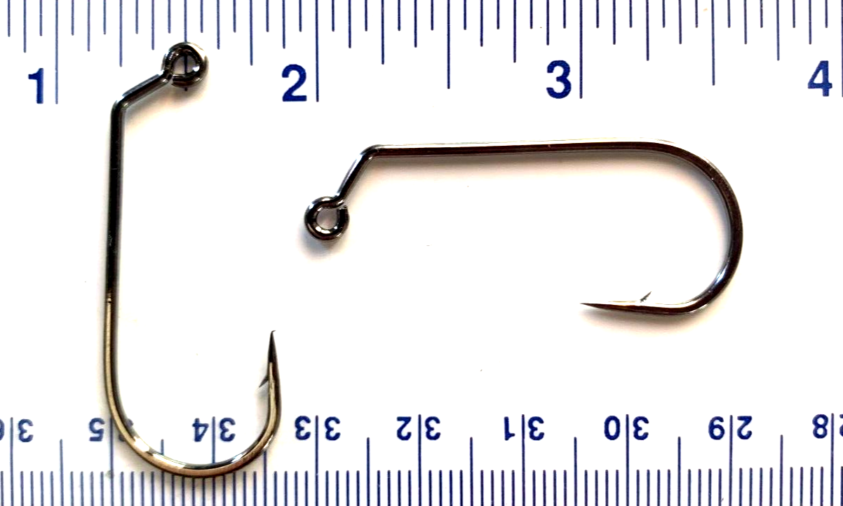 100 or 1000 black nickel 60 degree round bend jig hooks - 32786