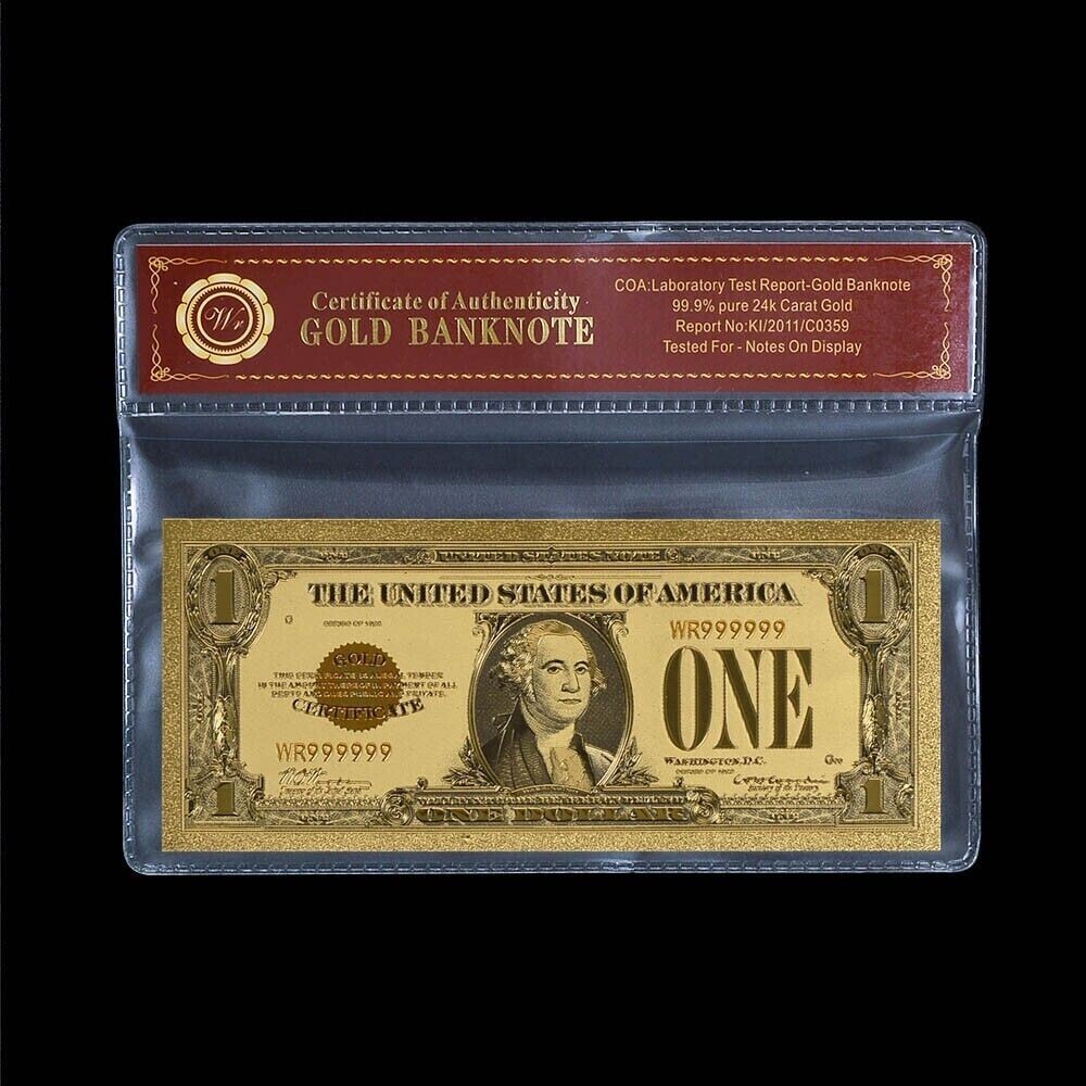 1928 $1 One Dollar Bill Gold Certificate Banknote with bag and Certificate