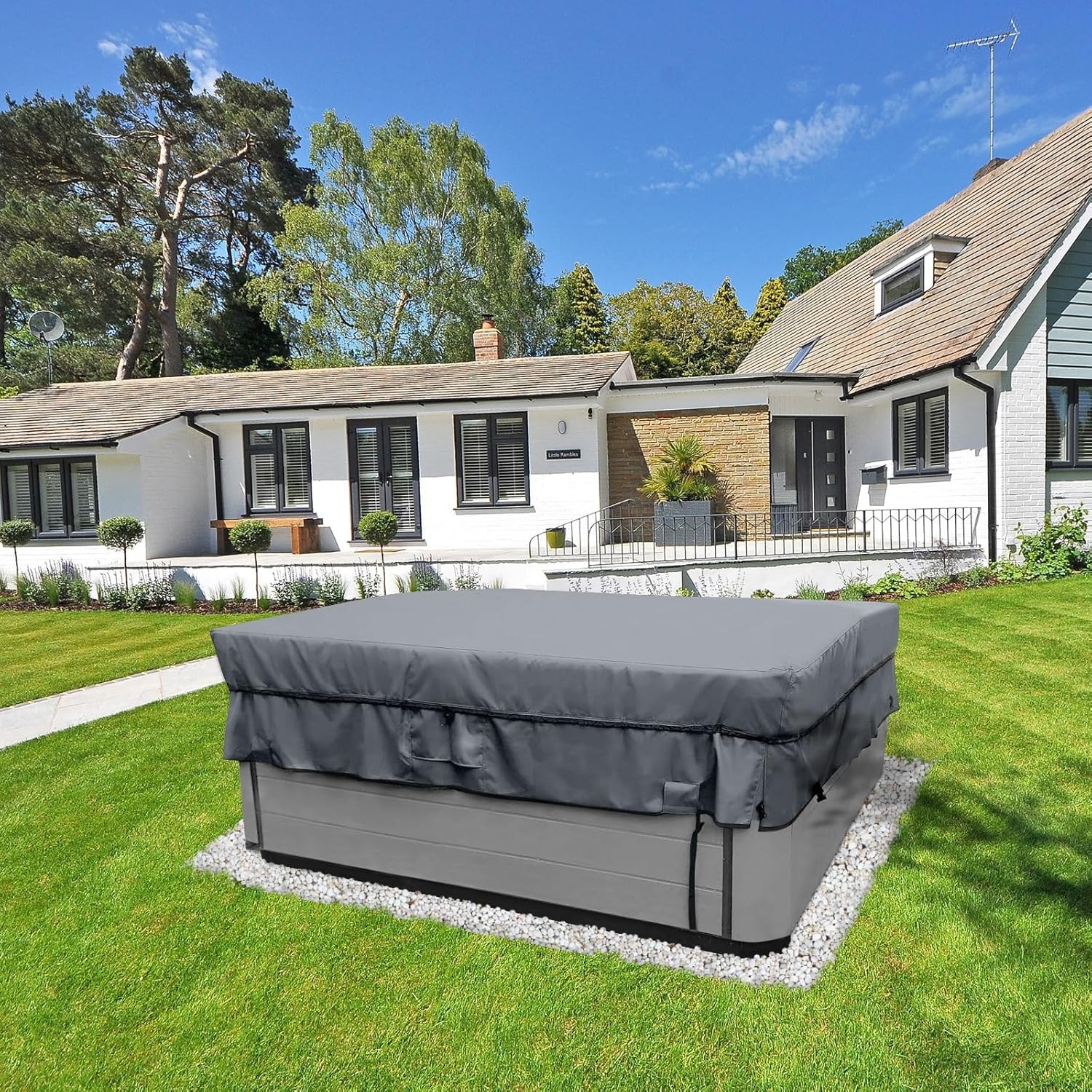 Outdoor Waterproof and Weatherproof Hot Tub Cover 85 X 85 Inch Fit 84 X 84 or 83