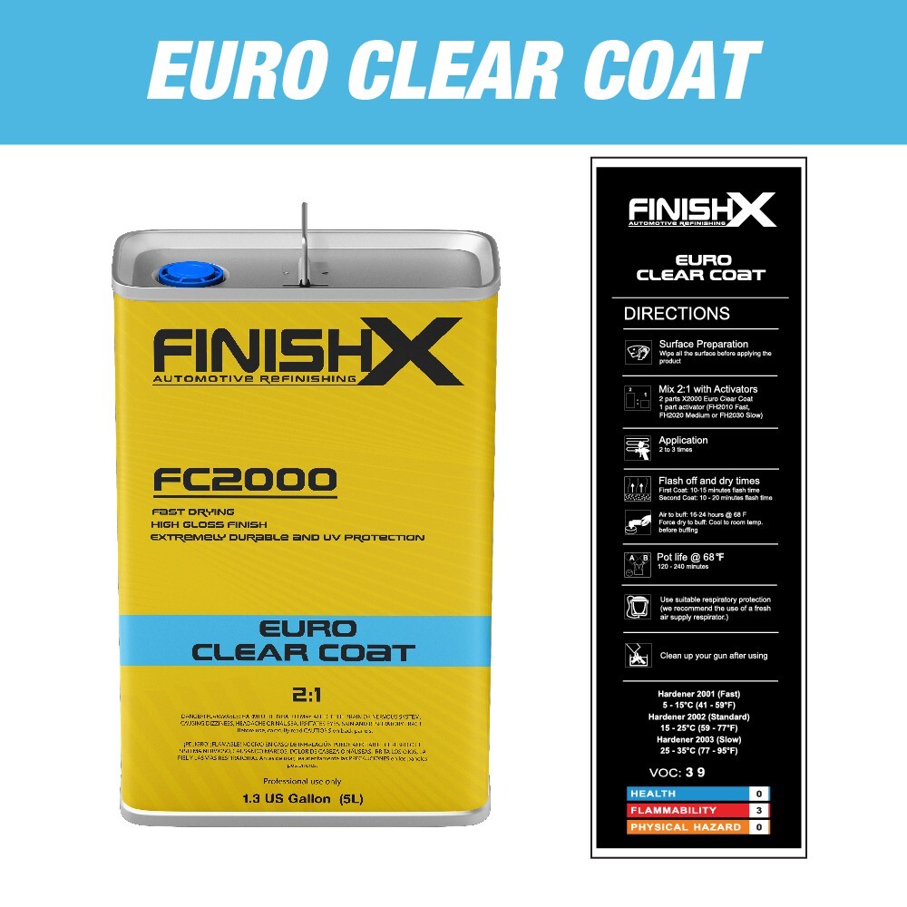 Euro Gloss Clear Coat FC2000 1.3GL 2:1 Kit w/ Medium Activator (FH2020 - 1qt)