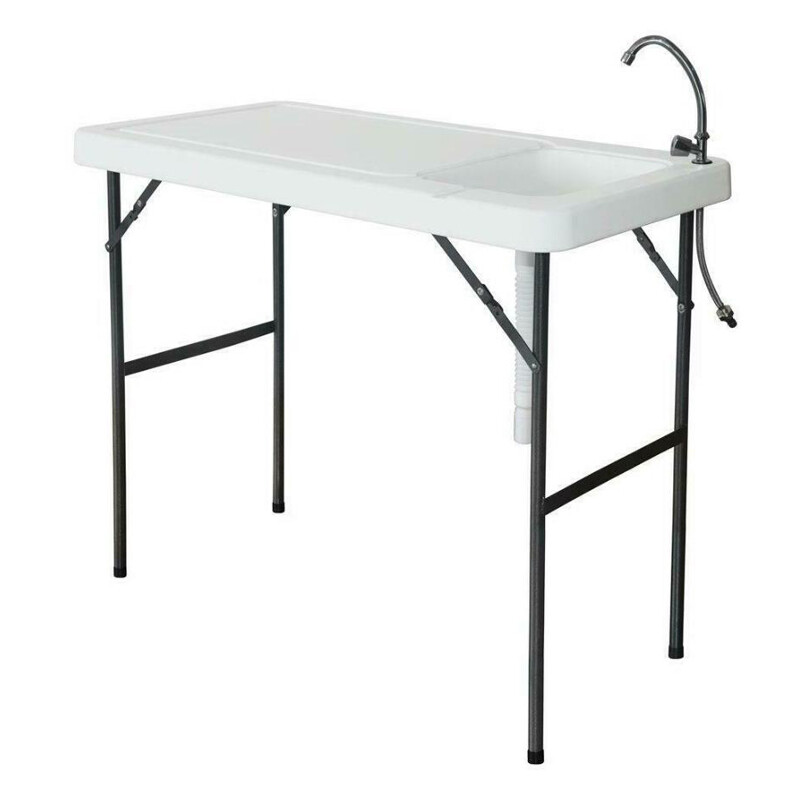 Folding Fish Cutting Table Fillet Cleaning Portable Outdoor Camping with/Sink