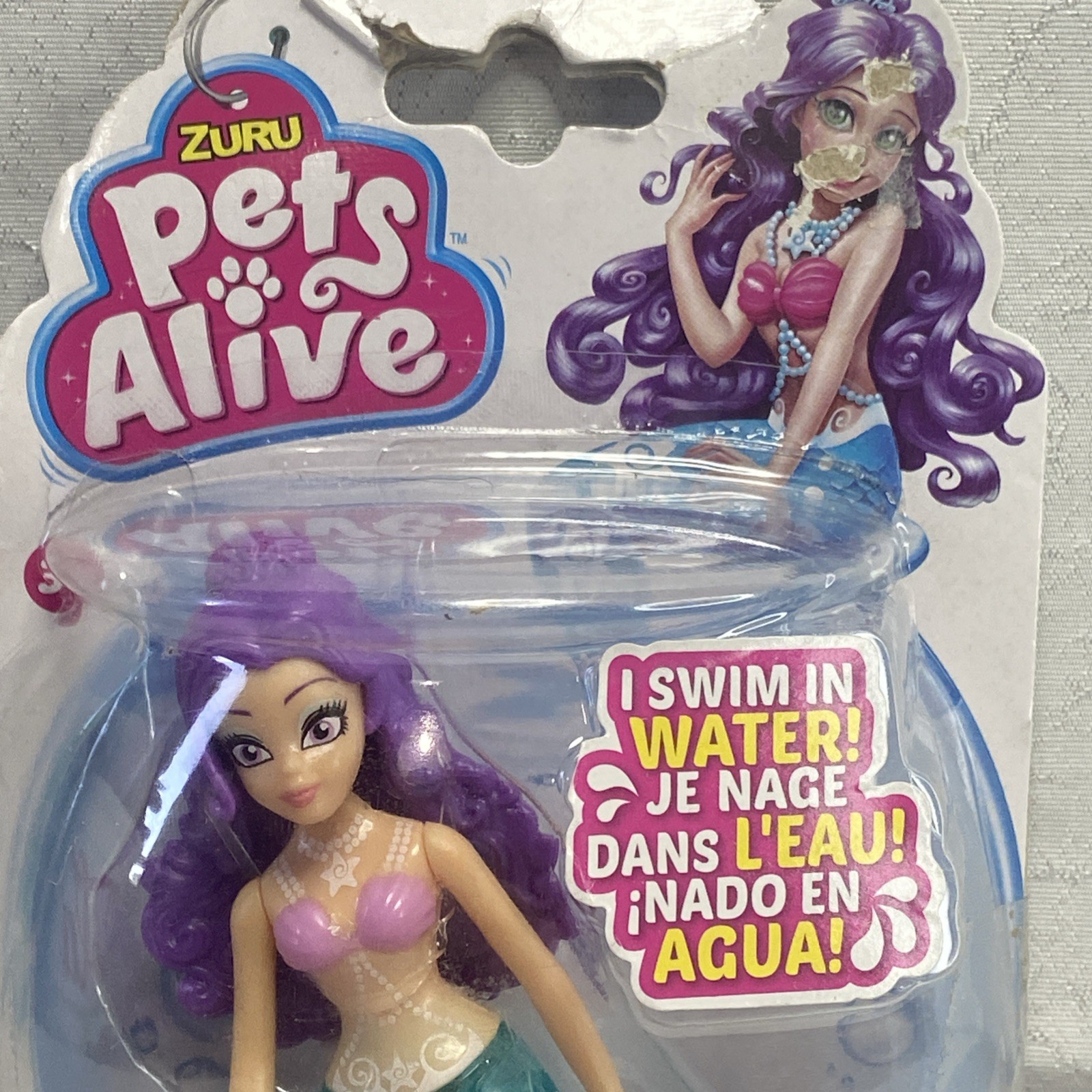 Pets Alive Magic-Swim Mermaid Figure ZURU Purple Hair Swimming Toy 3+ Water NEW