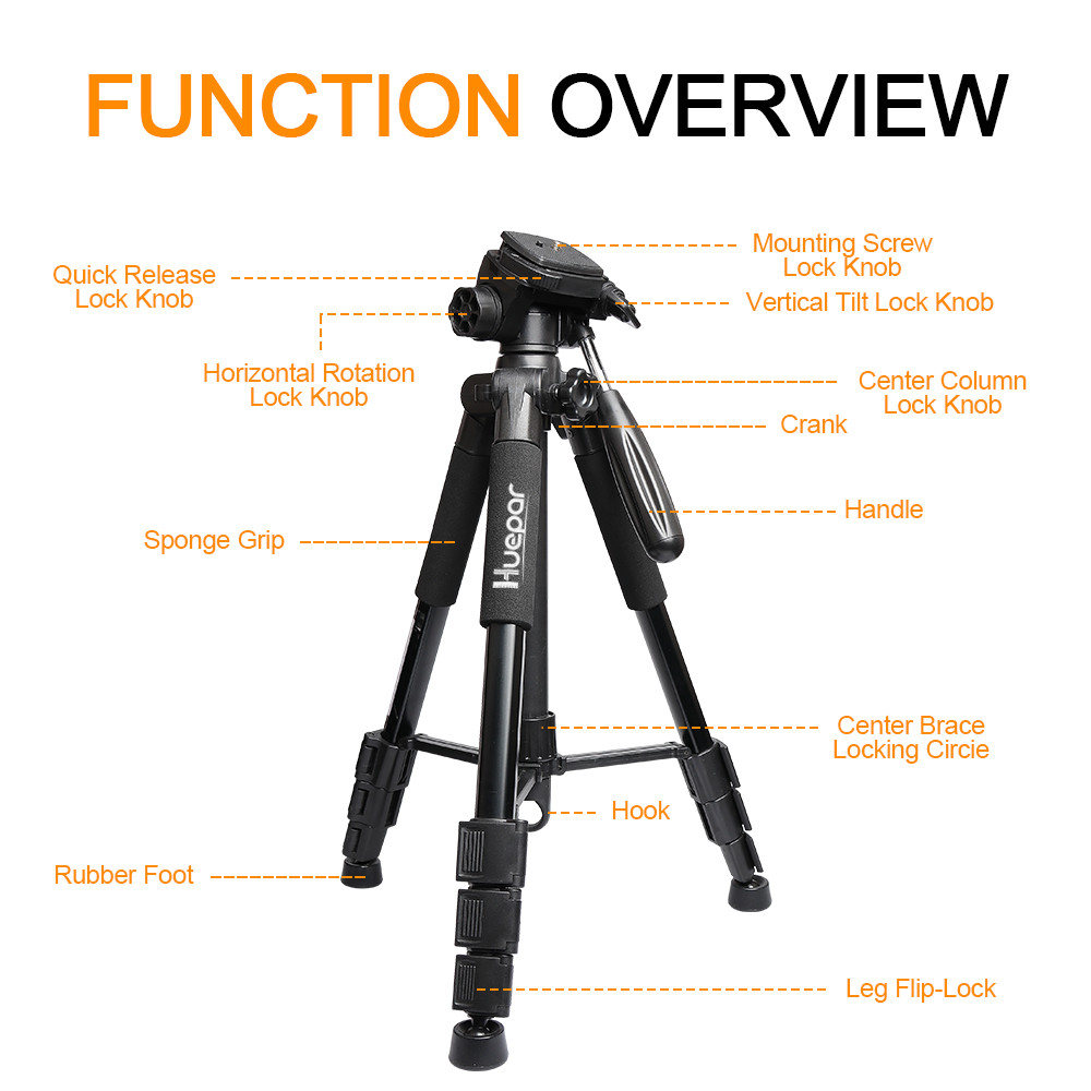 Huepar Multi function Travel Camera Tripod 143cm Adjustable Laser Level Tripod