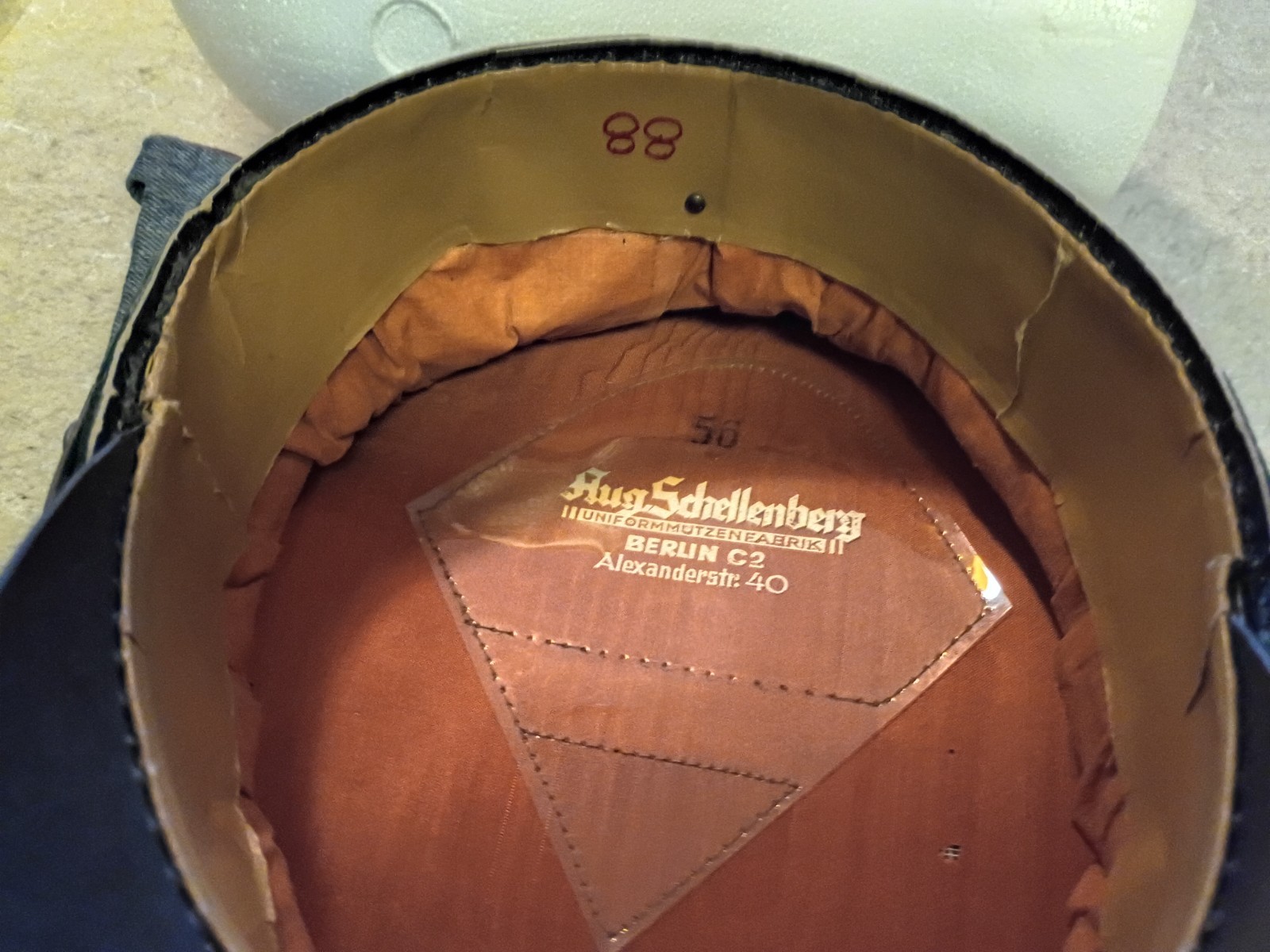 World War 2 German Customs NCO Enlisted Visor hat cap with bug bites misshaped