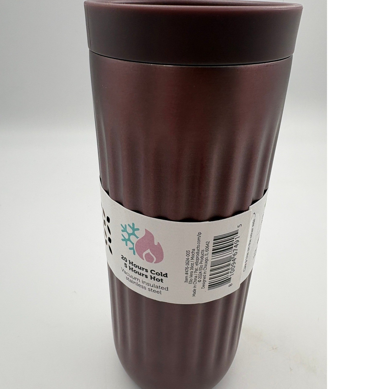 Ello Vera Travel Mug Vacuum Insulated Stainless Steel Mocha 16oz New