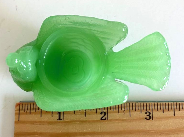 VTG Degenhart Green Jadite Bird w/ Berry Salt Dip/Cellar ~ EUC