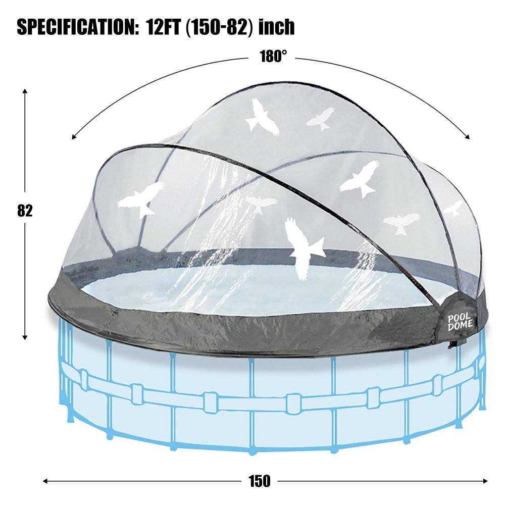 15ft Round Clear Pool Dome Enclosure for Above Ground Pools, All Weather Cover