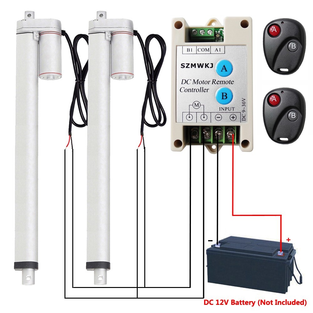 2x 18" Linear Actuator +Remote Control Heavy Duty 1500N/330lbs Electric 12VMotor